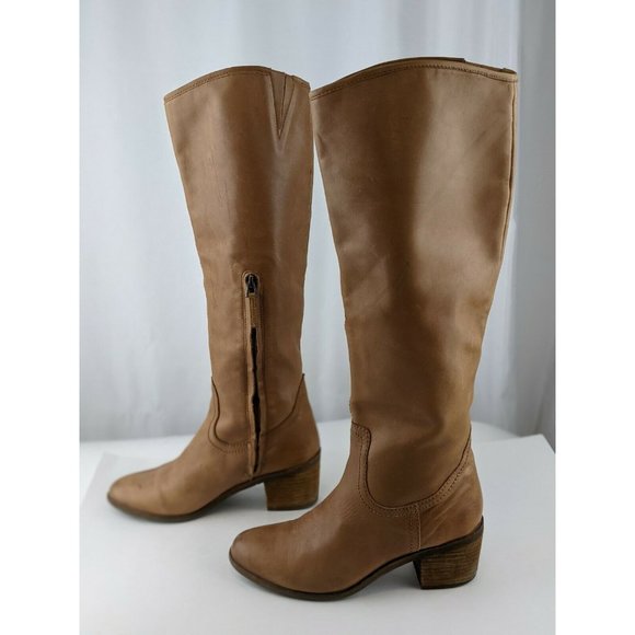 Sam Edelman Shoes - Sam Edelman Riding Boots 6.5 Leather Brown Tall Zip Up Tab Womens